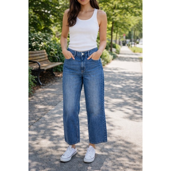 Aeropostale Denim - NWT Aeropostale‎ Women's Size 8 High Rise Full Wide Leg Jeans Dark Wash 5-pocket